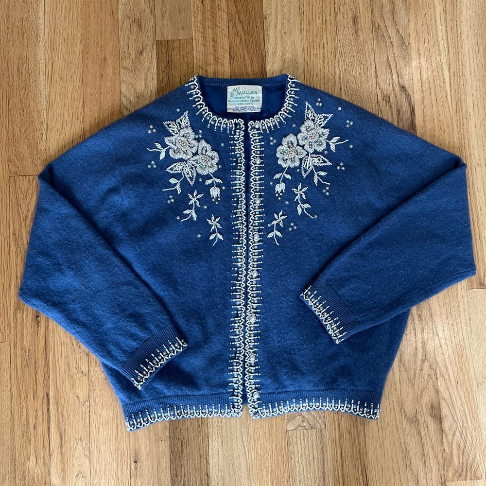 VTG Beaded Lambs Wool and Rabbit Hair Cardigan